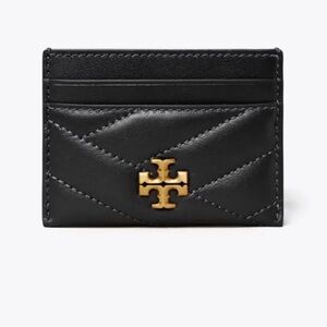 NWOT Tory Burch Black and Gold Chevron Key Card Holder